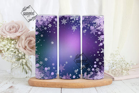 Winter Purple Snowflakes 20oz Tumbler Sublimation sassyprint 
