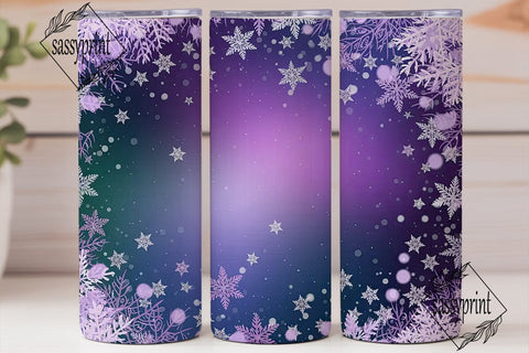 Winter Purple Snowflakes 20oz Tumbler Sublimation sassyprint 
