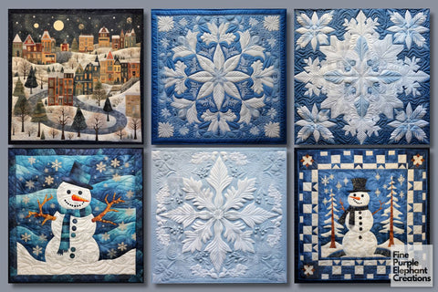 Winter Quilt | Holiday Fabric Texture Digital Pattern Fine Purple Elephant Creations 