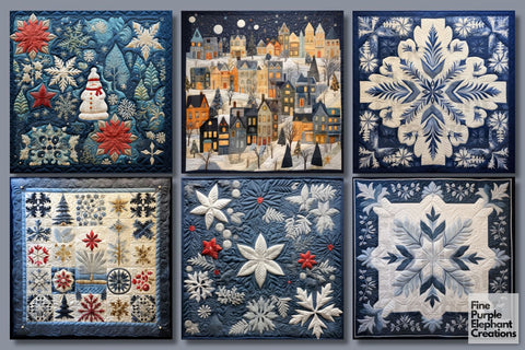 Winter Quilt | Holiday Fabric Texture Digital Pattern Fine Purple Elephant Creations 