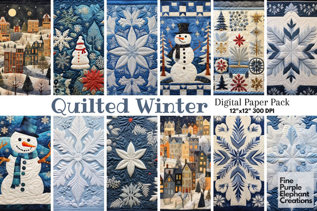 Winter Quilt | Holiday Fabric Texture Digital Pattern Fine Purple Elephant Creations 
