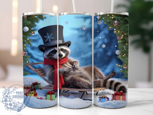 Winter Raccoon Christmas Tumbler, Christmas Animal Wrap, Festive Raccoon Sublimation Design, Cute Holiday Cup, 20Oz Skinny Tumbler Wrap, Woodland Christmas Mug, Whimsical Winter Animal Design Sublimation ToriDesigns 