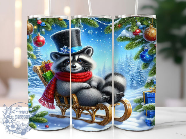 Winter Raccoon Christmas Tumbler, Christmas Animal Wrap, Festive Raccoon Sublimation Design, Cute Holiday Cup, 20Oz Skinny Tumbler Wrap, Woodland Christmas Mug, Whimsical Winter Animal Design Sublimation ToriDesigns 