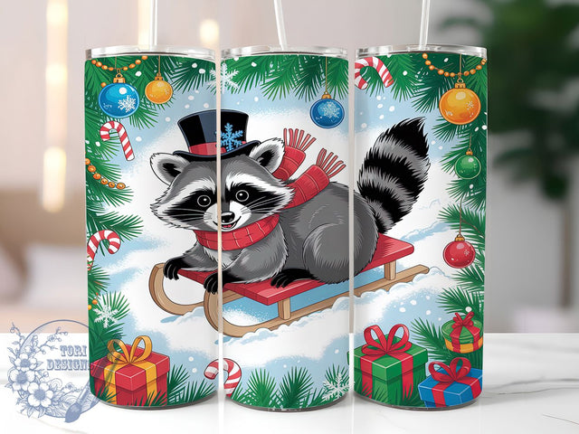 Winter Raccoon Christmas Tumbler, Christmas Animal Wrap, Festive Raccoon Sublimation Design, Cute Holiday Cup, 20Oz Skinny Tumbler Wrap, Woodland Christmas Mug, Whimsical Winter Animal Design Sublimation ToriDesigns 