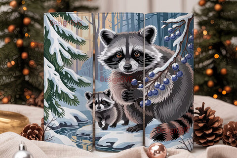 Winter Raccoons 20oz Tumbler Wrap Sublimation DesignSVG 