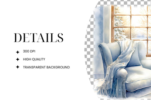 Winter Reading Watercolor Window Scene PNG Sublimation BijouBay 