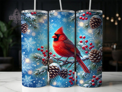 Winter Red Cardinal 20oz Tumbler, Winter Red Cardinal, Red Cardinal Tumbler, Cardinal Tumbler PNG, Winter Cardinal PNG, Red Cardinal PNG, Winter Bird Tumbler, Cardinal Wrap PNG Sublimation SvggirlplusArt 