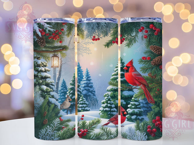 Winter Red Cardinal Christmas Tumbler, Forest Bird Wrap, Holiday Sublimation Design, Red Cardinal Cup, 20Oz Skinny Tumbler Wrap, Adorable Winter Mug, Nature Christmas Design Sublimation SvggirlplusArt 