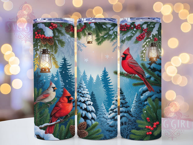 Winter Red Cardinal Christmas Tumbler, Forest Bird Wrap, Holiday Sublimation Design, Red Cardinal Cup, 20Oz Skinny Tumbler Wrap, Adorable Winter Mug, Nature Christmas Design Sublimation SvggirlplusArt 