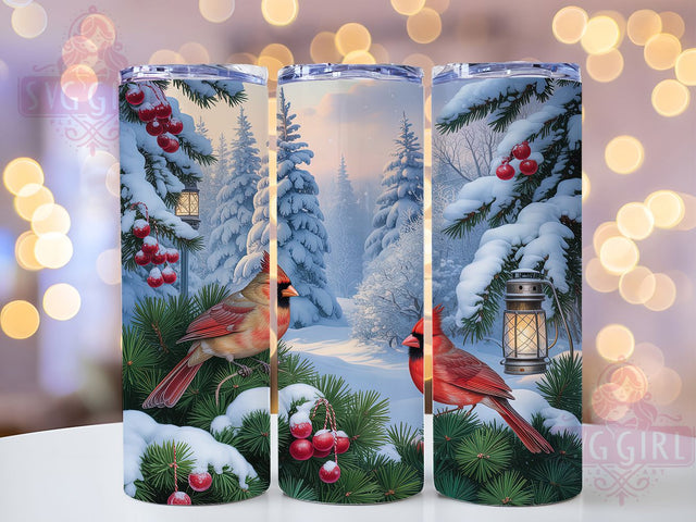 Winter Red Cardinal Christmas Tumbler, Forest Bird Wrap, Holiday Sublimation Design, Red Cardinal Cup, 20Oz Skinny Tumbler Wrap, Adorable Winter Mug, Nature Christmas Design Sublimation SvggirlplusArt 