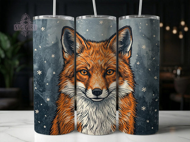 Winter Red Fox 20oz Tumbler, Winter Red Fox, Red Fox Tumbler, Fox Tumbler Wrap, Winter Fox PNG, Red Fox PNG, 20oz Tumbler Wrap, Fox Sublimation Sublimation SvggirlplusArt 