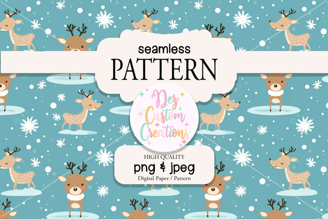 Winter Reindeer Seamless Pattern Digital Pattern Dez Custom Creations 