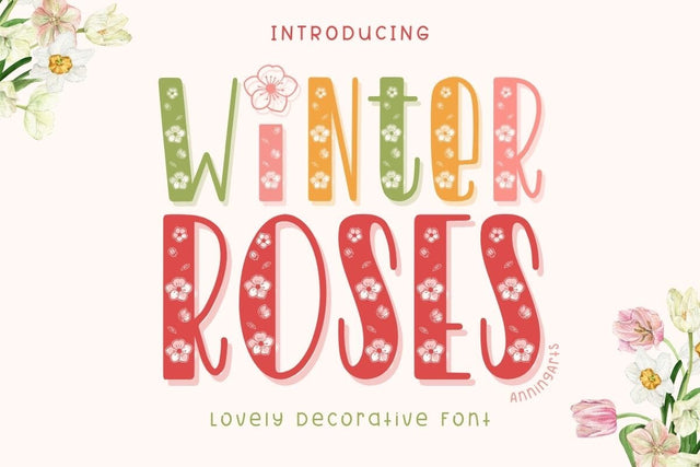Winter Roses - Decorative Font Font AnningArts Design 