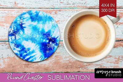 Winter Round Coaster - Tie Dye Coaster Sublimation Sublimation OrangeBrushStudio 
