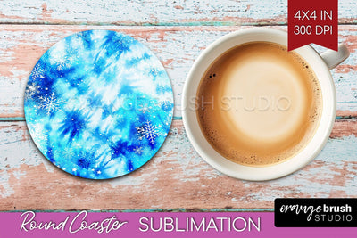 Winter Round Coaster - Tie Dye Coaster Sublimation Sublimation OrangeBrushStudio 