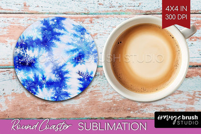 Winter Round Coaster - Tie Dye Coaster Sublimation Sublimation OrangeBrushStudio 