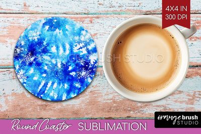 Winter Round Coaster - Tie Dye Coaster Sublimation Sublimation OrangeBrushStudio 
