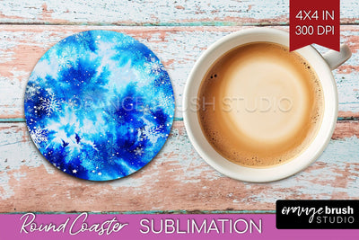Winter Round Coaster - Tie Dye Coaster Sublimation Sublimation OrangeBrushStudio 