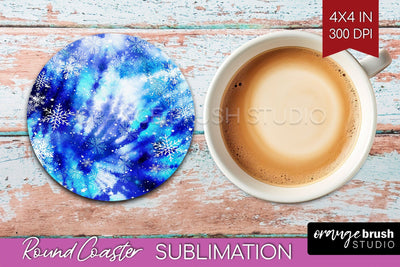 Winter Round Coaster - Tie Dye Coaster Sublimation Sublimation OrangeBrushStudio 