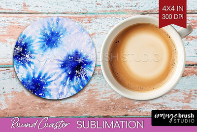 Winter Round Coaster - Tie Dye Coaster Sublimation Sublimation OrangeBrushStudio 