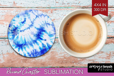 Winter Round Coaster - Tie Dye Coaster Sublimation Sublimation OrangeBrushStudio 