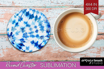 Winter Round Coaster - Tie Dye Coaster Sublimation Sublimation OrangeBrushStudio 