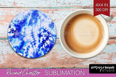 Winter Round Coaster - Tie Dye Coaster Sublimation Sublimation OrangeBrushStudio 