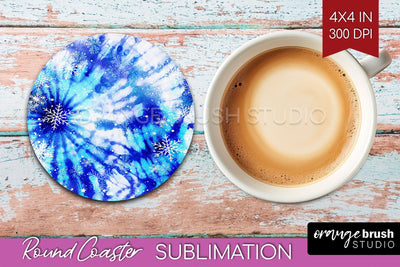 Winter Round Coaster - Tie Dye Coaster Sublimation Sublimation OrangeBrushStudio 