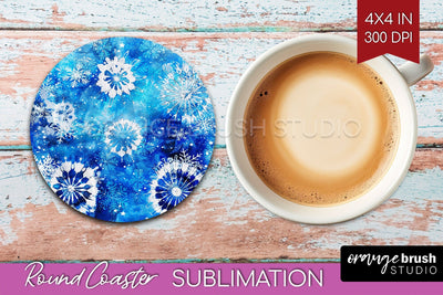 Winter Round Coaster - Tie Dye Coaster Sublimation Sublimation OrangeBrushStudio 