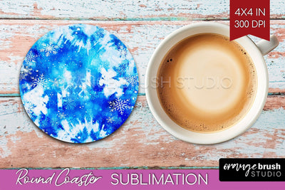 Winter Round Coaster - Tie Dye Coaster Sublimation Sublimation OrangeBrushStudio 