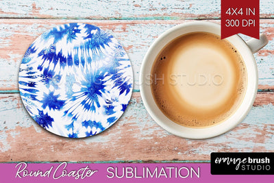 Winter Round Coaster - Tie Dye Coaster Sublimation Sublimation OrangeBrushStudio 