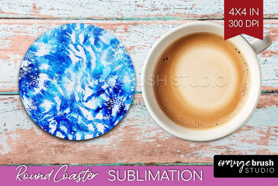 Winter Round Coaster - Tie Dye Coaster Sublimation Sublimation OrangeBrushStudio 