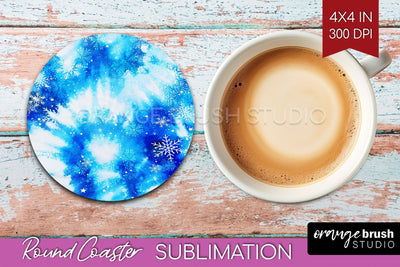 Winter Round Coaster - Tie Dye Coaster Sublimation Sublimation OrangeBrushStudio 