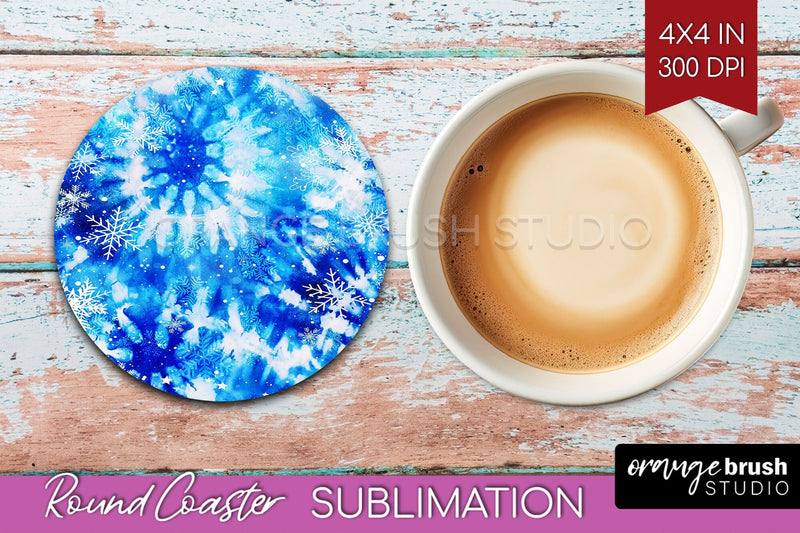 Winter Round Coaster - Tie Dye Coaster Sublimation Sublimation OrangeBrushStudio 