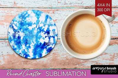Winter Round Coaster - Tie Dye Coaster Sublimation Sublimation OrangeBrushStudio 