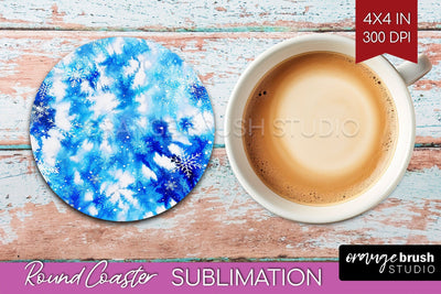 Winter Round Coaster - Tie Dye Coaster Sublimation Sublimation OrangeBrushStudio 