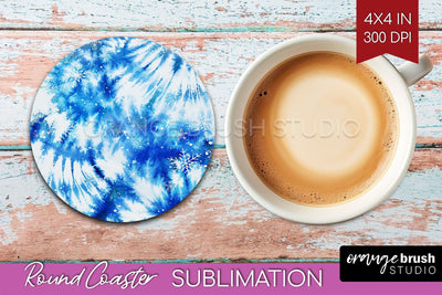 Winter Round Coaster - Tie Dye Coaster Sublimation Sublimation OrangeBrushStudio 