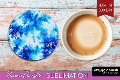 Winter Round Coaster - Tie Dye Coaster Sublimation Sublimation OrangeBrushStudio 
