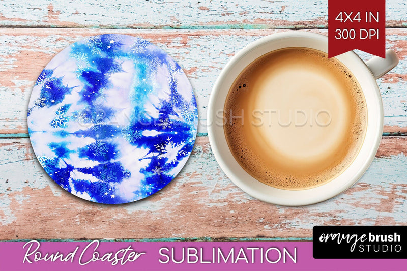 Winter Round Coaster - Tie Dye Coaster Sublimation Sublimation OrangeBrushStudio 