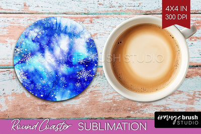 Winter Round Coaster - Tie Dye Coaster Sublimation Sublimation OrangeBrushStudio 