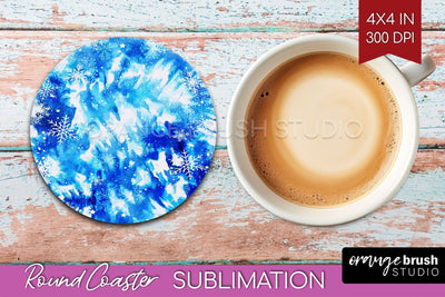 Winter Round Coaster - Tie Dye Coaster Sublimation Sublimation OrangeBrushStudio 