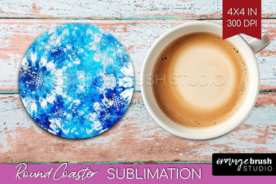 Winter Round Coaster - Tie Dye Coaster Sublimation Sublimation OrangeBrushStudio 