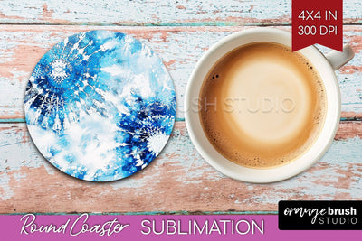 Winter Round Coaster - Tie Dye Coaster Sublimation Sublimation OrangeBrushStudio 