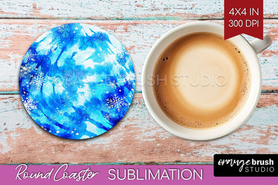 Winter Round Coaster - Tie Dye Coaster Sublimation Sublimation OrangeBrushStudio 