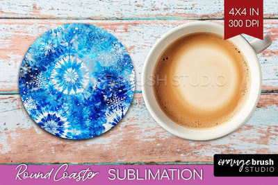 Winter Round Coaster - Tie Dye Coaster Sublimation Sublimation OrangeBrushStudio 