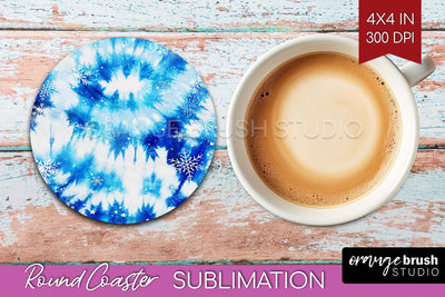 Winter Round Coaster - Tie Dye Coaster Sublimation Sublimation OrangeBrushStudio 
