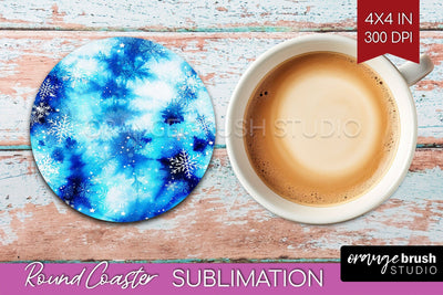 Winter Round Coaster - Tie Dye Coaster Sublimation Sublimation OrangeBrushStudio 