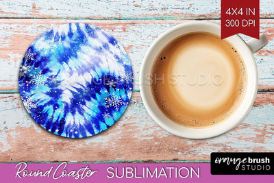 Winter Round Coaster - Tie Dye Coaster Sublimation Sublimation OrangeBrushStudio 