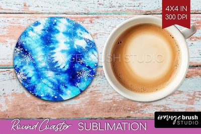 Winter Round Coaster - Tie Dye Coaster Sublimation Sublimation OrangeBrushStudio 