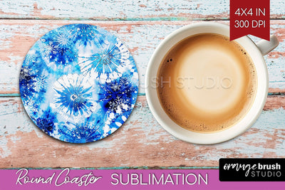 Winter Round Coaster - Tie Dye Coaster Sublimation Sublimation OrangeBrushStudio 